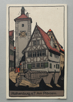 AK Rothenburg ob der Tauber / 1920-1940 / Litho Lithographie / Monogramm SW / Künstler Stein Zeichnung / Am Plönlein